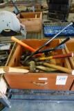 BOX OF HAMMERS & NAIL BARS