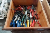 BOX OF PLIERS, CUTTERS, SNIPS, ETC