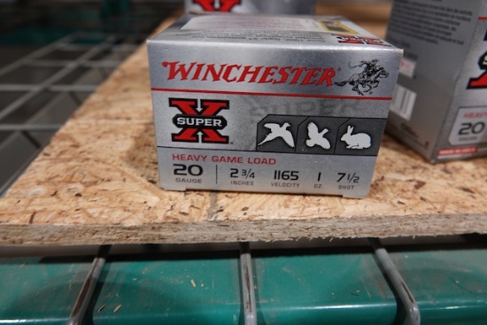 WINCHESTER SUPER X UPLAND & SMALL GAME 20GA 2 3/4" 1 OZ 7 1/2 SHOT 1165 VEL 25 PER BOX (X3)