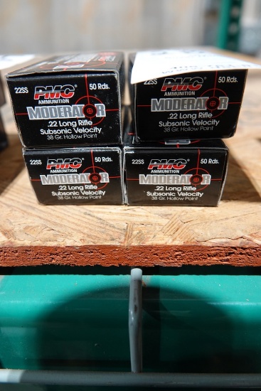 PMC MODERATOR .22LR 38GA HP SUPSONIC VEL 50 PER BOX (X4)