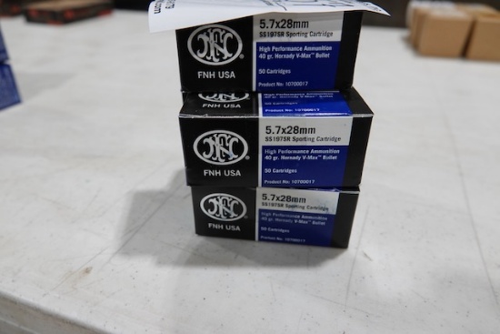 FNH 5.7X28MM SPORTING 40GR HORNADY V-MAX 50 PER BOX (X5)