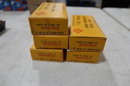 NORINCO 7.62X39MM NON CORROSIVE STEEL CASE 20 PER BOX (X5)