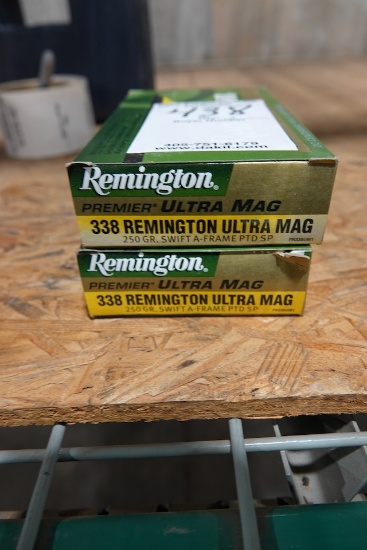 REMINGTON PREMIER ULTRA MAG 338 REM 250GR SWIFT A-FRAME PTDSP 20 PER BOX (X2)