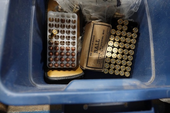 CONTAINER W/AMMO .223 REM, 38 SPECIAL & 45 AUTO
