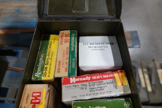 AMMO CAN W/PARITAL BOXES 45 AUTO, 7MM, 223, 30-06 & 450 BUSHMASTER