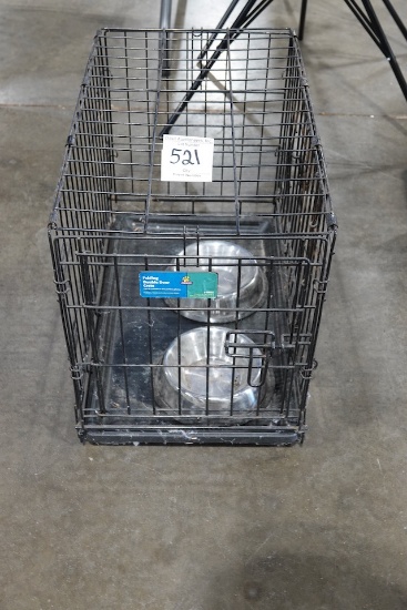 TOP PAW FOLDING DOUBLE DOOR CRATE X-SMALL W/2 BOWLS