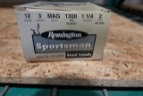 BOX OF REMINGTON SPROTSMAN STEEL LOADS 12GA 3