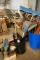 BARREL OF BROOMS & TOOLS