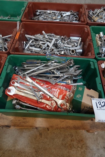 TUBS OF ASSORTED WRENCHES & SOCKETS (X3)