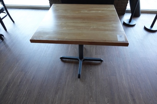 BUTCHER BLOCK TOP RESTAURANT TABLES 36”X36” (X5)