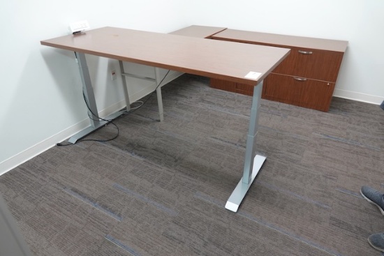OFFICE COMBO W/ADJUSTABLE HEIGHT DESK, KEYBOARD TABLE, MATCHING CREDENZA & DRY ERASE BOARD X1