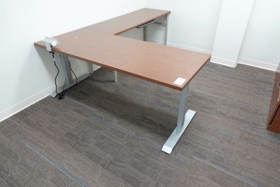 OFFICE COMBO W/ADJUSTABLE HEIGHT DESK, KEYBOARD TABLE, MATCHING CREDENZA & DRY ERASE BOARD X1