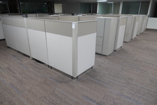 8 OFFICE CUBICLES W/DESK & CABINETS X1
