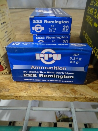 PPU .222 REMINGTON SP 3, 24G 50GR 20/BOX (X5)