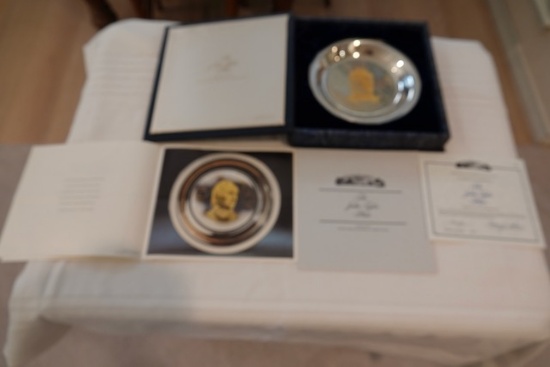THE WHITE HOUSE ASSOCIATION PRESIDENTIAL SOLID STERLING SILVER PLATES/24K GOLD INLAY