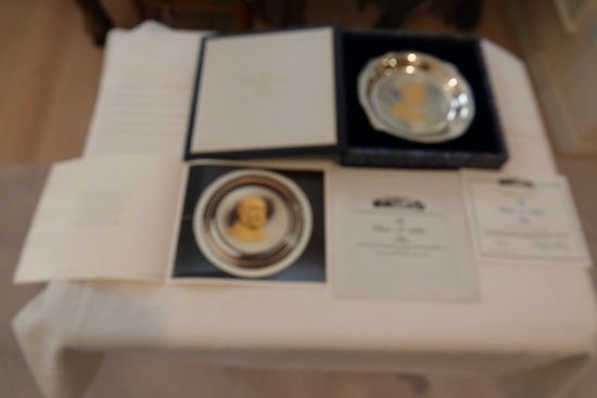 THE WHITE HOUSE ASSOCIATION PRESIDENTIAL SOLID STERLING SILVER PLATES/24K GOLD INLAY