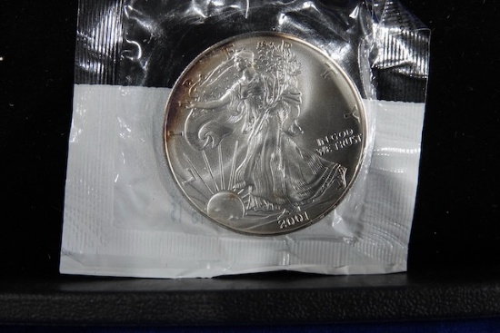 2003 & 2001 1 OZ FINE SILVER $1 AMERICAN EAGLE UNCIRCULATED