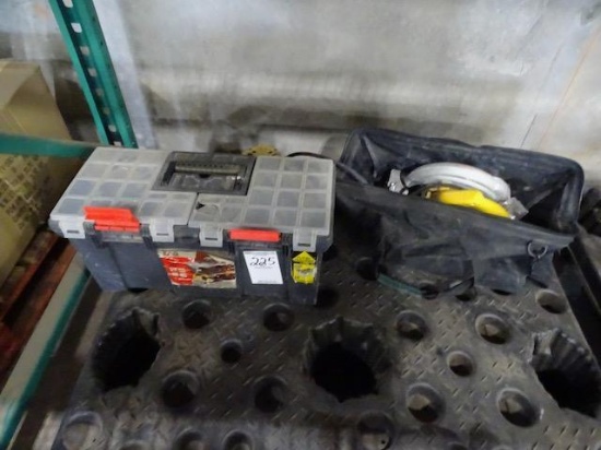DEWALT ELECTRIC ROUTER & 7 1/4" CIRCULAR SAW & GRINDER IN TOOLBOX