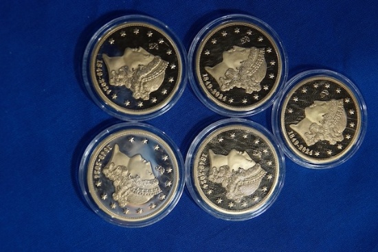 1849-2024 LIBERTY HEAD $20 GOLD PLATED COINS (X5)
