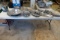TABLE OF PEWTER PLATTERS & DÉCOR ITEMS
