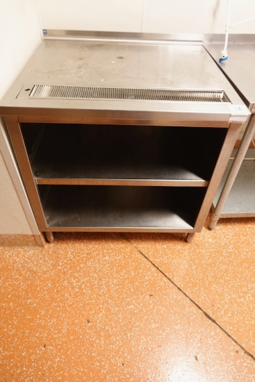 S/S TABLE W/DRAIN & SHELVES 36” X 32”