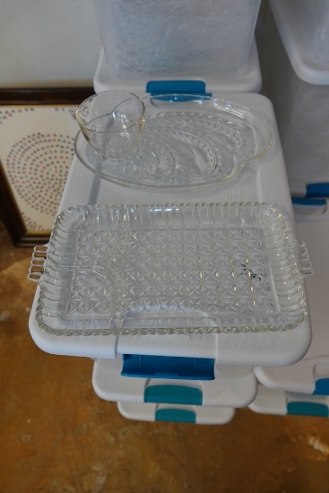 CRYSTAL PLATTER TEA SETS X1 APPROX 213 CUPS, 121 HARVEST PLATTER & 20 ARLINGTON PLATTERS