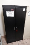 2 DOOR METAL CABINET W/KEYS (NO CONTENTS)