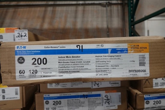 NEW EATON 200 AMP INDOOR MAIN BREAKER 60 SPACES 120 CIRCUITS