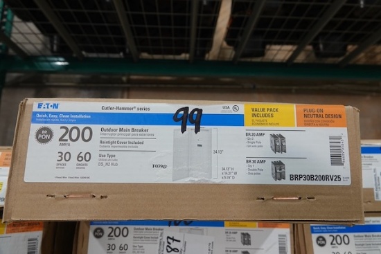 NEW EATON 200 AMP OUTDOOR MAIN BREAKER 30 SPACES 60 CIRCUITS