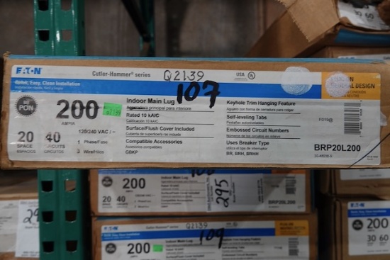 NEW EATON 200 AMP INDOOR MAIN LUG 20 SPACES 40 CIRCUITS