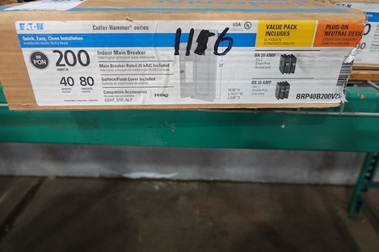 NEW EATON 200 AMP INDOOR MAIN BREAKER 40 SPACES 80 CIRCUITS