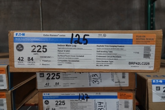 NEW EATON 225 AMP INDOOR MAIN LUG 42 SPACES 84 CIRCUITS