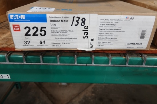 NEW EATON 225 AMP INDOOR MAIN LUG 32 SPACES 64 CIRCUITS