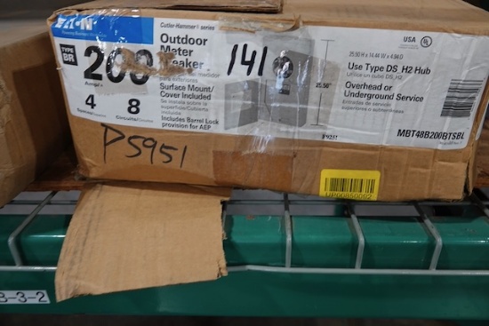 NEW EATON 200 AMP OUTDOOR METER BREAKER 4 SPACES 8 CIRCUITS
