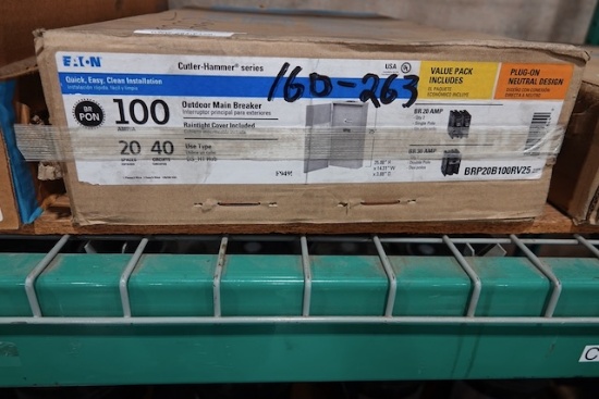 NEW EATON 100 AMP OUTDOOR MAIN BREAKER 20 SPACES 40 CIRCUITS