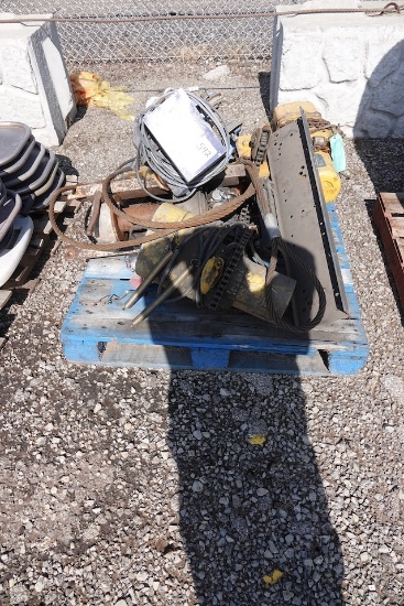 PALLET W/BUDGET 2 TON WINCH/LIFT, YALE TON WINCH/LIFT, MY-TE WINCH & MISC OVERHEAD CRANE WINCHES
