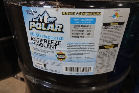 NEW 55 GALLON POLAR 50/50 PREDILUTED ANTIFREEZE COOLANT, RETAIL $601