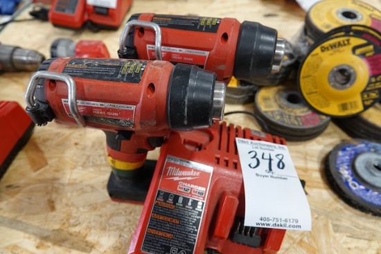 MILWAUKEE (2) HEAT GUNS & CHARGER X1
