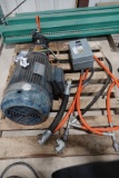 20 HP INDUSTRIAL ELECTRIC MOTOR W/HYDRAULIC PUMP, HOSES & CORDS