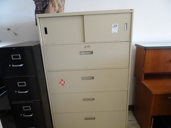 5 TIER LATERAL FILE CABINET, (2) 4 DRAWER FILE CABINETS, (2) 2 DRAWER FILE CABINETS (X1)