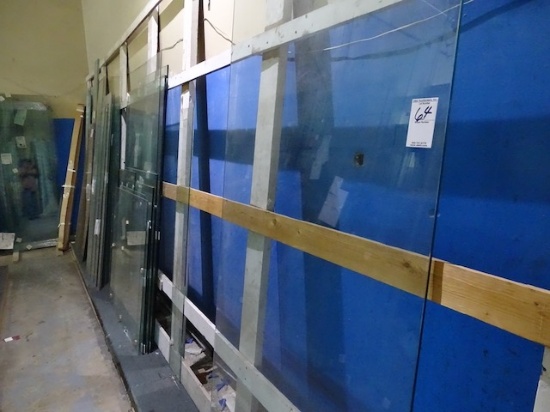 ASST. TEMPERED & LAMINATED GLASS ON WALL RACK