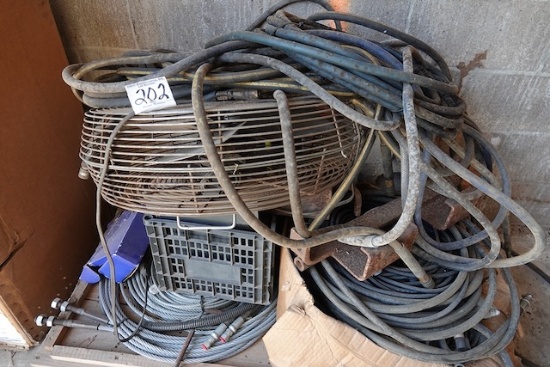 Pallet Of Hoses, Fan & Misc.