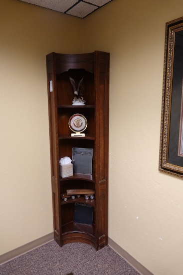 WOODEN CORNER CABINETS W/CONTENTS
