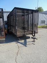 16-FOOT TANDEM AXEL SINGLE WHEEL TRAILER, NO CONTENTS.