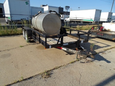 16-Foot Maxi Tandem Axle Trailer W/Aluminum & Honda-Powered Pump, No Ramps.