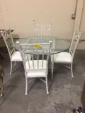 PATIO TABLE WITH GLASS TOP/4 CHAIRS