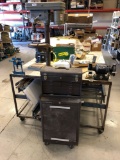 Work Bench, Shelves, Tool Box, Contents