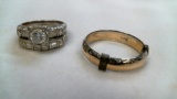 14k two tone yellow and white gold band, 9.1 grams. 14k white gold wedding ring set soldered