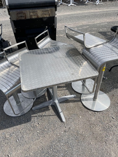METAL CHAIRS AND TABLE