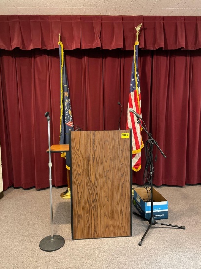 Podium, Flags and Mics/Stands